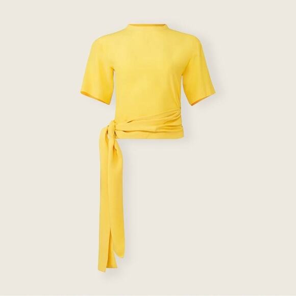 EUC | Cedric Charlier | Waist Tie Blouse | Yellow | Size 12 - Picture 16 of 16